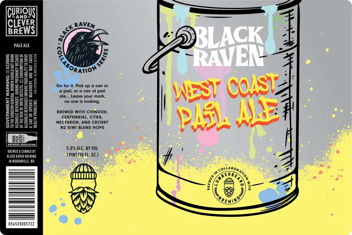 West Coast Pail Ale label art — BLACK RAVEN