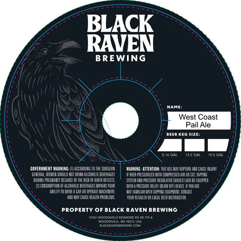 West Coast Pail Ale label art — BLACK RAVEN