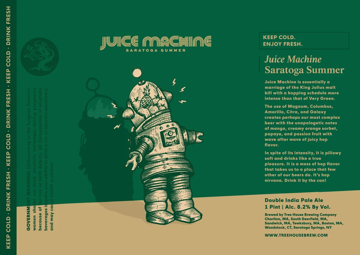 Juice Machine Saratoga Summer label art — JUICE MACHINE SARATOGA SUMMER