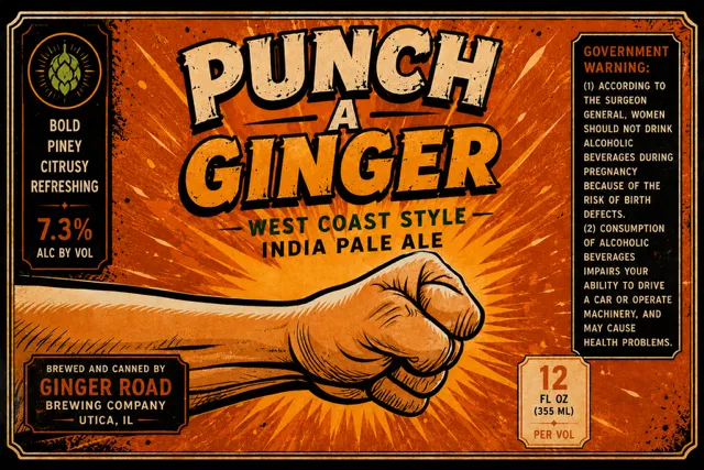 Punch A Ginger label art — PUNCH A GINGER