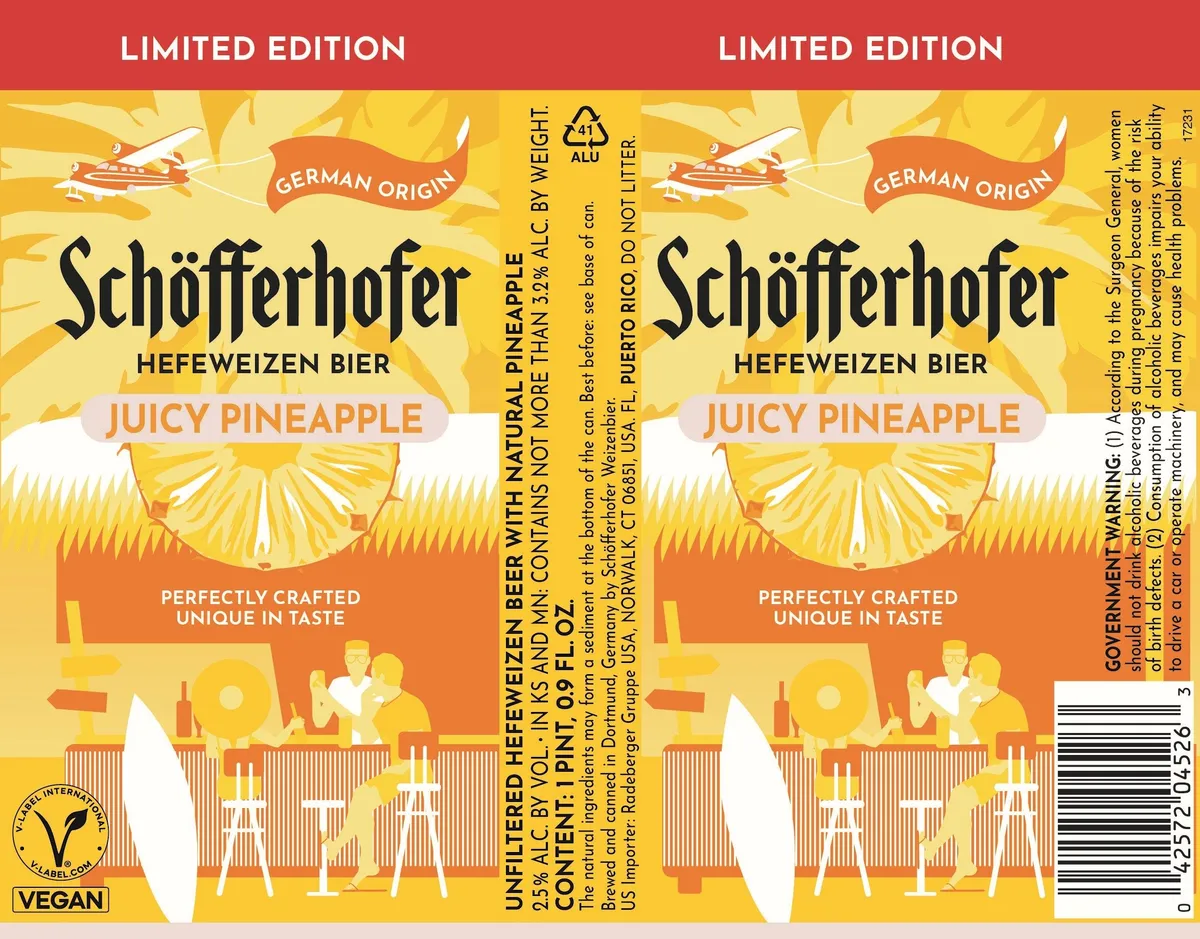 Schöfferhofer Juicy Pineapple label art — SCHOFFERHOFER