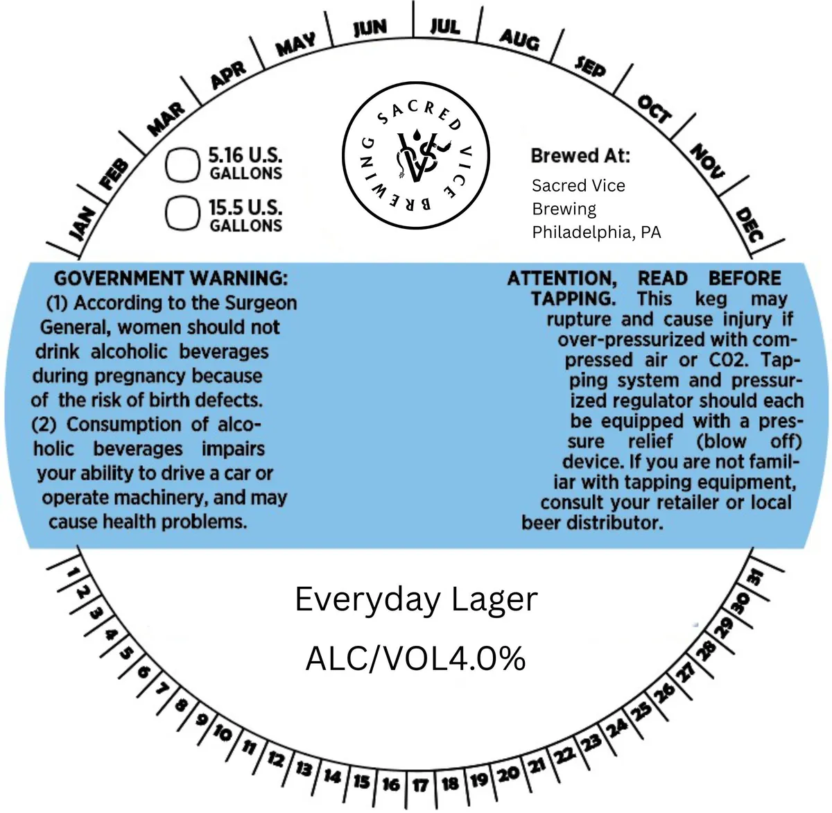 Everyday Lager label art — SACRED VICE BREWING