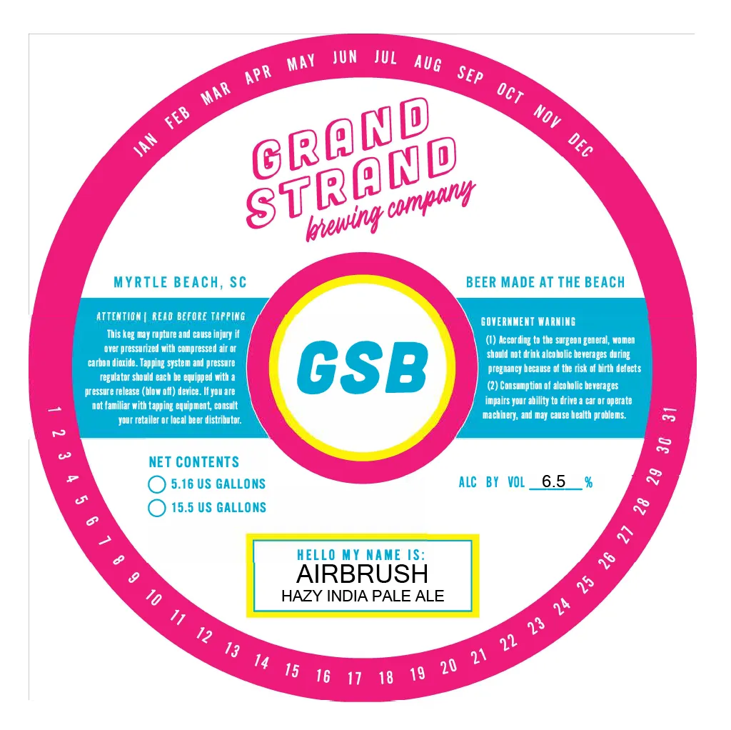 Airbrush Hazy India Pale Ale label art — GRAND STRAND BREWING