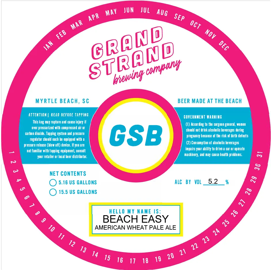 Beach Easy label art — GRAND STRAND BREWING
