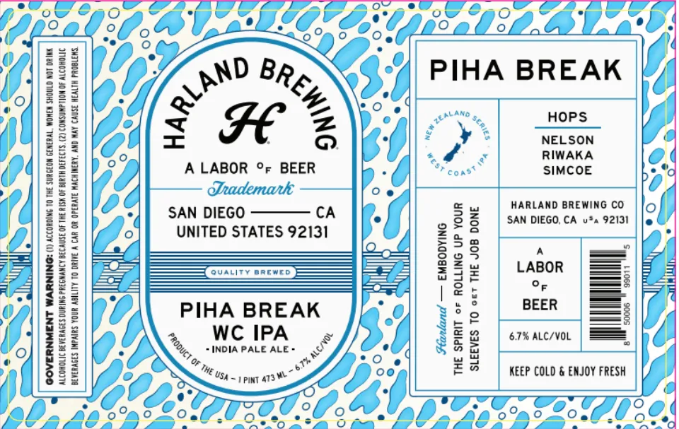 Piha Break label art — HARLAND BREWING