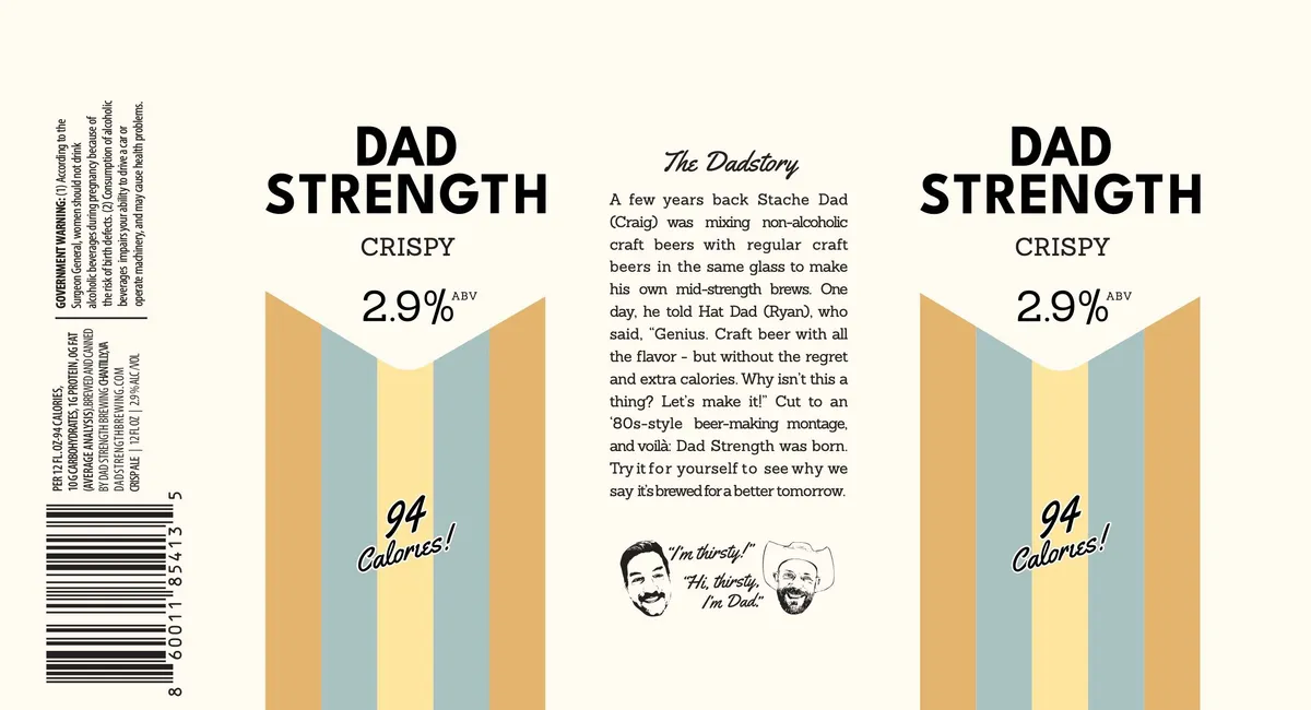 Dad Strength Crispy label art — DAD STRENGTH CRISP ALE