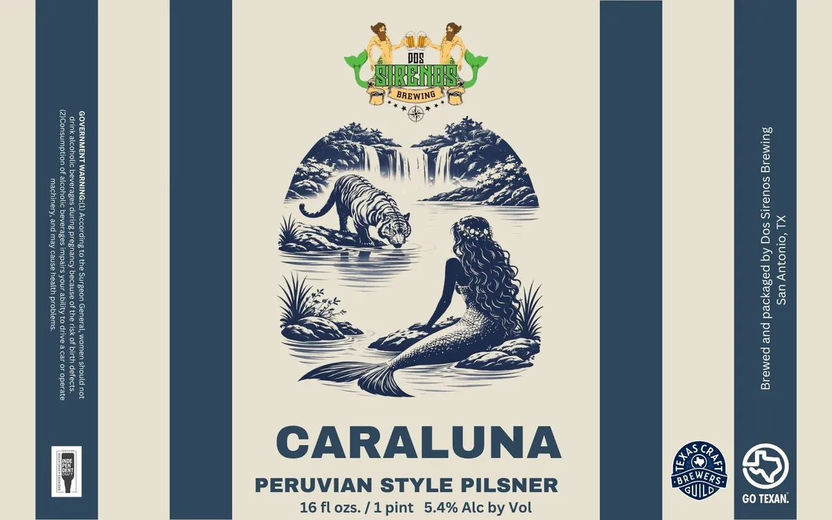 Caraluna label art — DOS SIRENOS BREWING