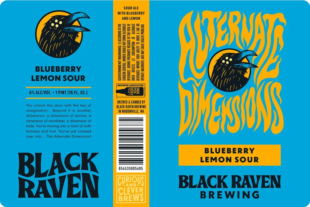 Alternate Dimensions Blueberry Lemon Sour label art — BLACK RAVEN