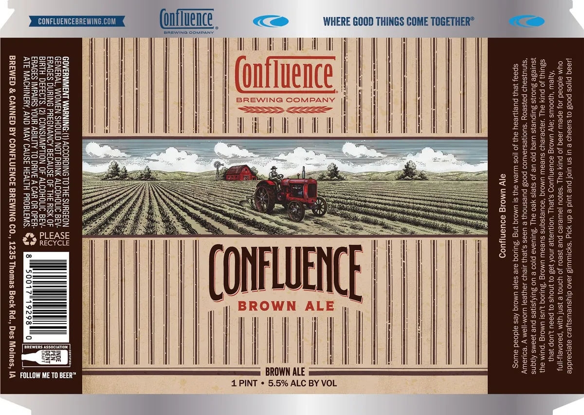 Confluence Brown Ale label art — CONFLUENCE BROWN ALE