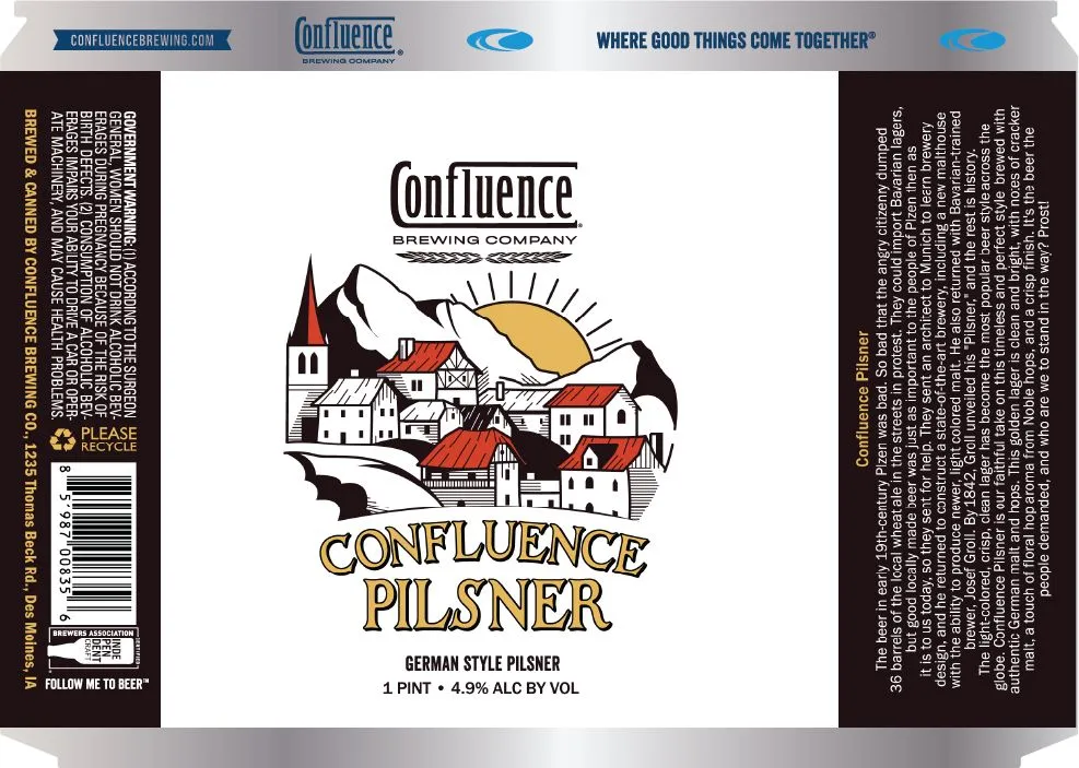 Confluence Pilsner label art — CONFLUENCE PILSNER