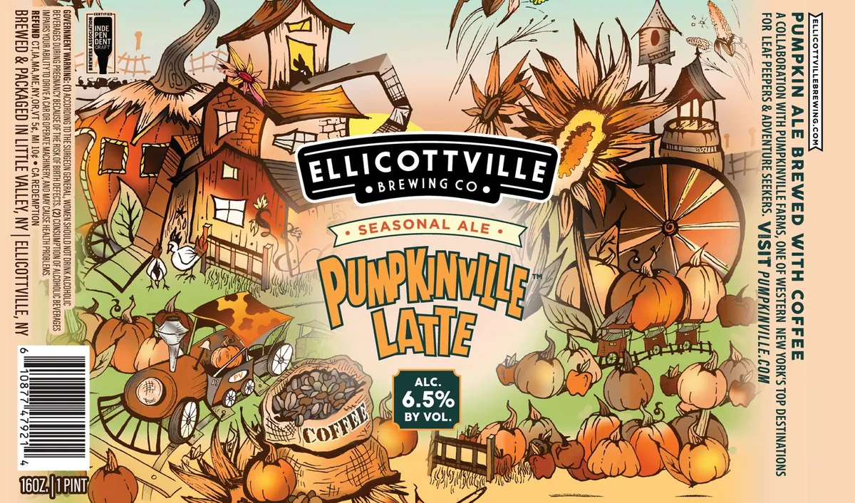 Pumpkinville Latte label art — ELLICOTTVILLE BREWING CO.