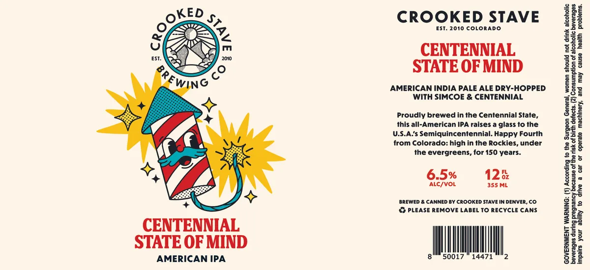 Centennial State of Mind label art — CROOKED STAVE