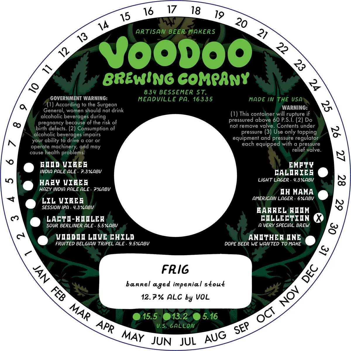 FRIG label art — BARREL ROOM COLLECTION