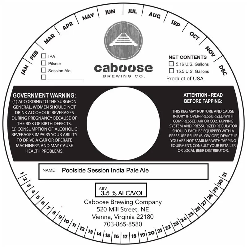 Poolside Session India Pale Ale — full label as filed with TTB