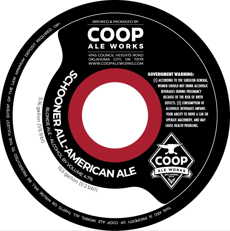 Schooner All-American Ale — full label as filed with TTB