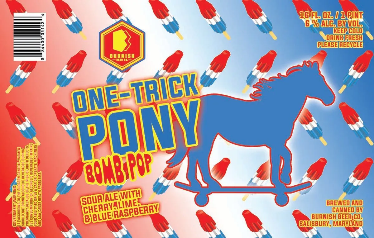 One-Trick Pony Bomb Pop label art — BURNISH BEER CO.