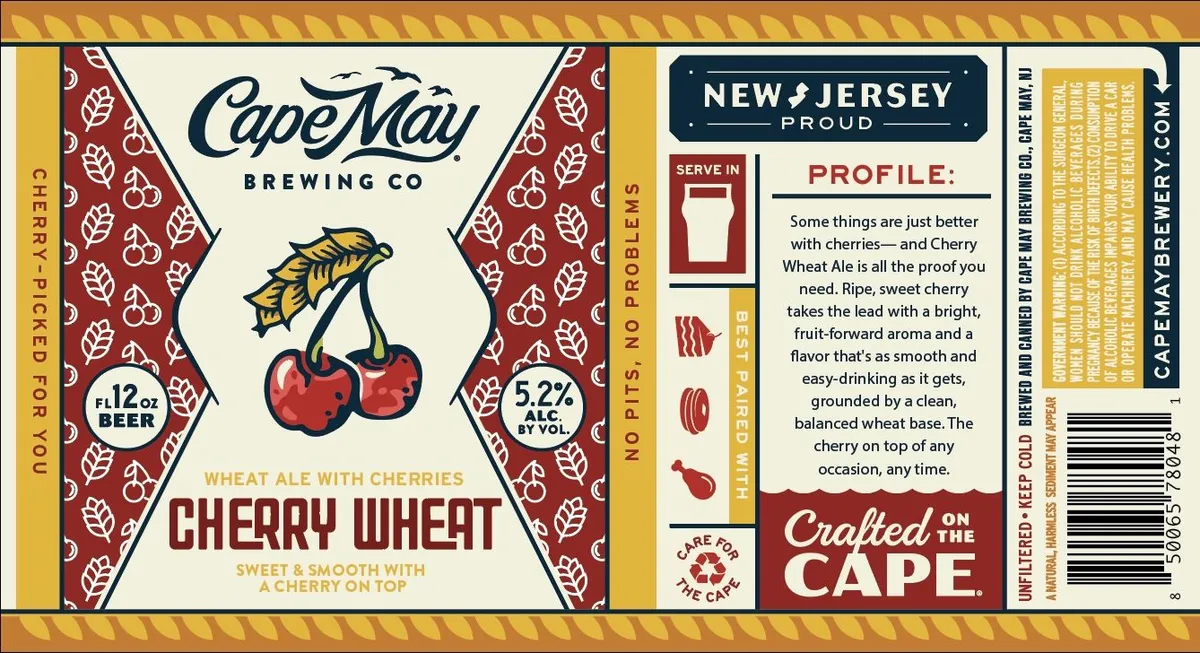 Cherry Wheat label art — CAPE MAY BREWING CO.