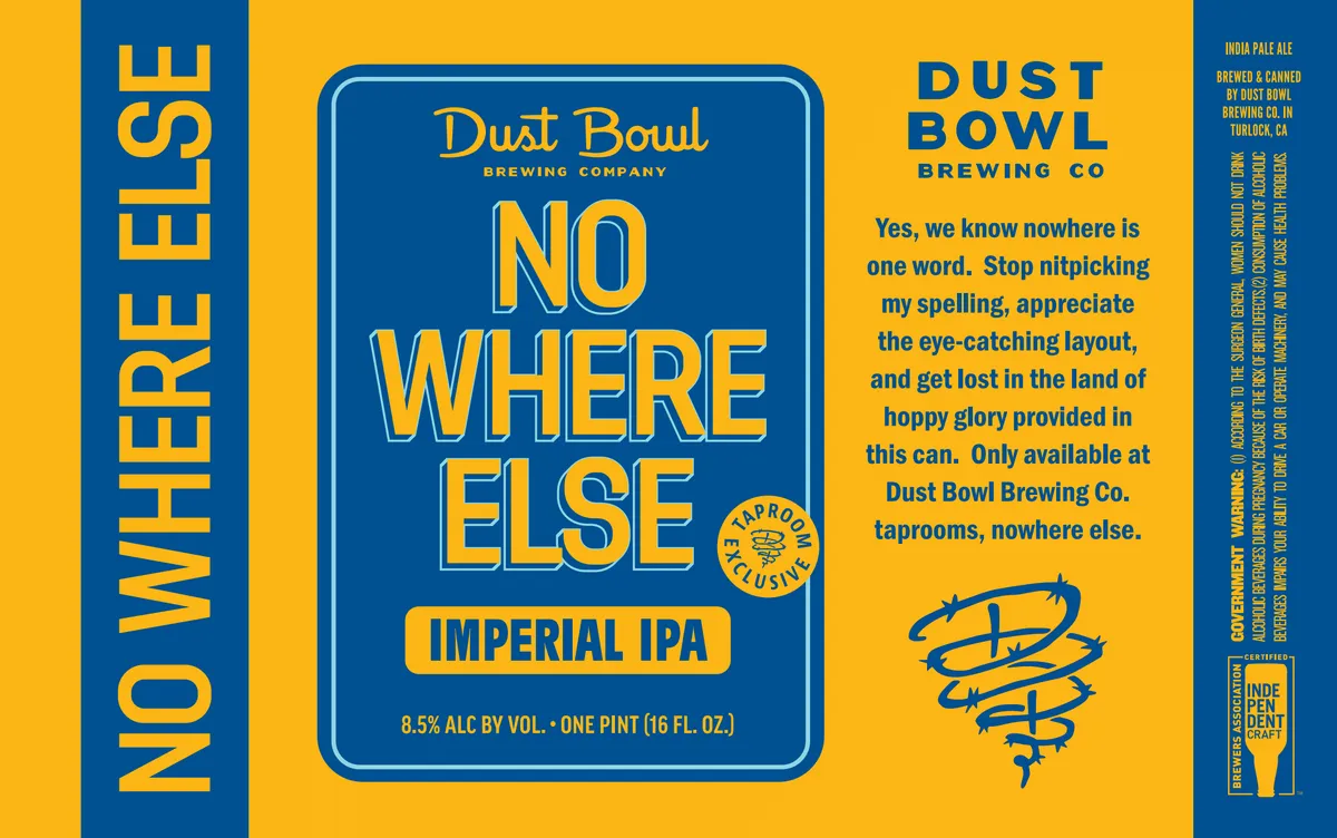 No Where Else Imperial IPA label art — DUST BOWL BREWING CO.
