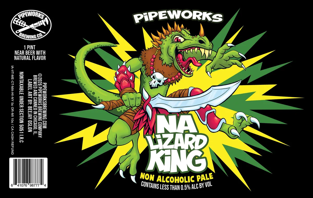 NA Lizard King label art — PIPEWORKS BREWING CO