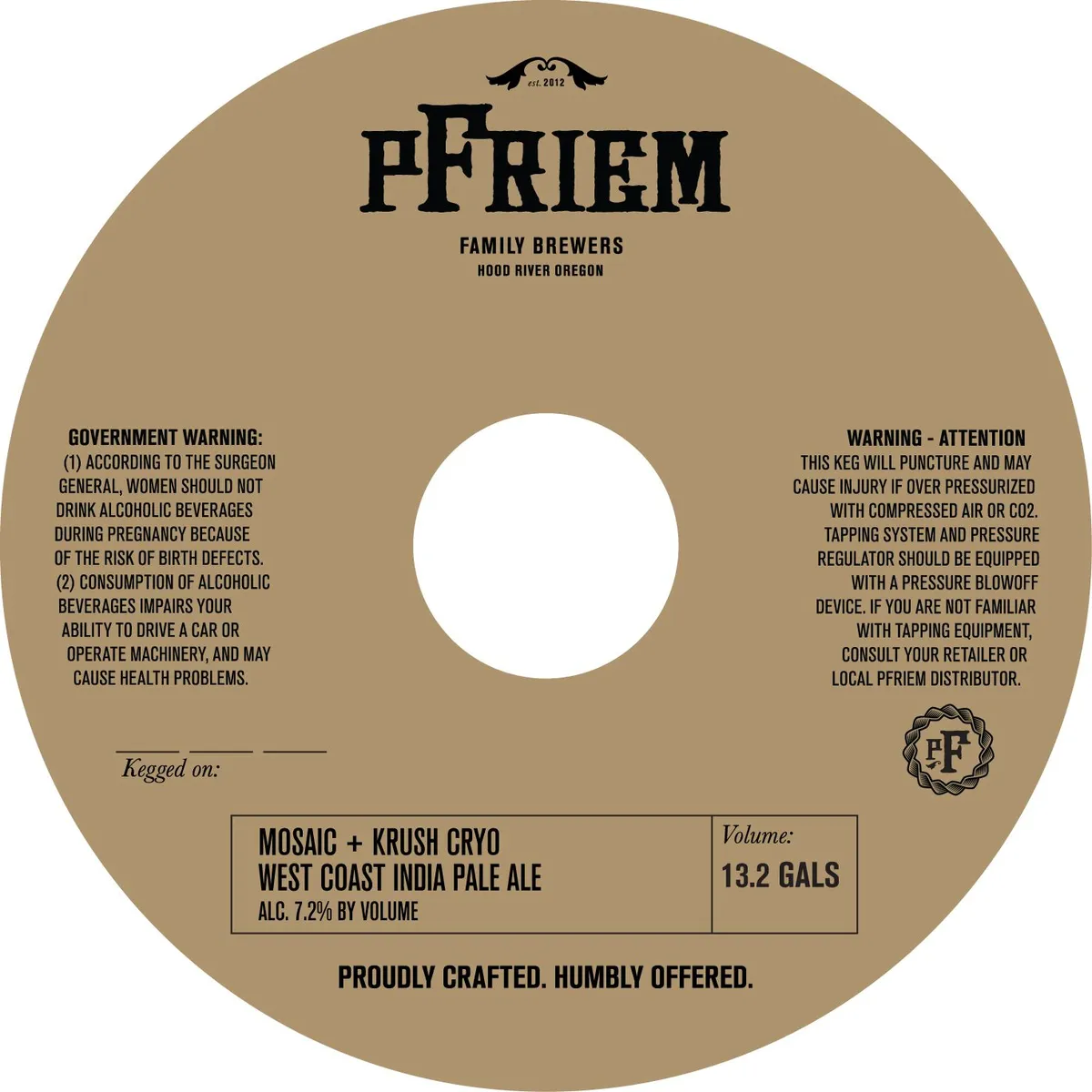Mosaic + Krush Cryo West Coast India Pale Ale label art — PFRIEM FAMILY BREWERS
