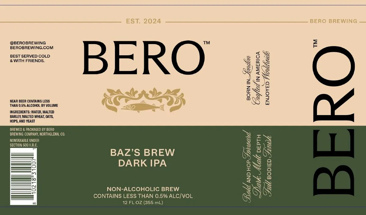 Baz's Brew Dark IPA — full label as filed with TTB