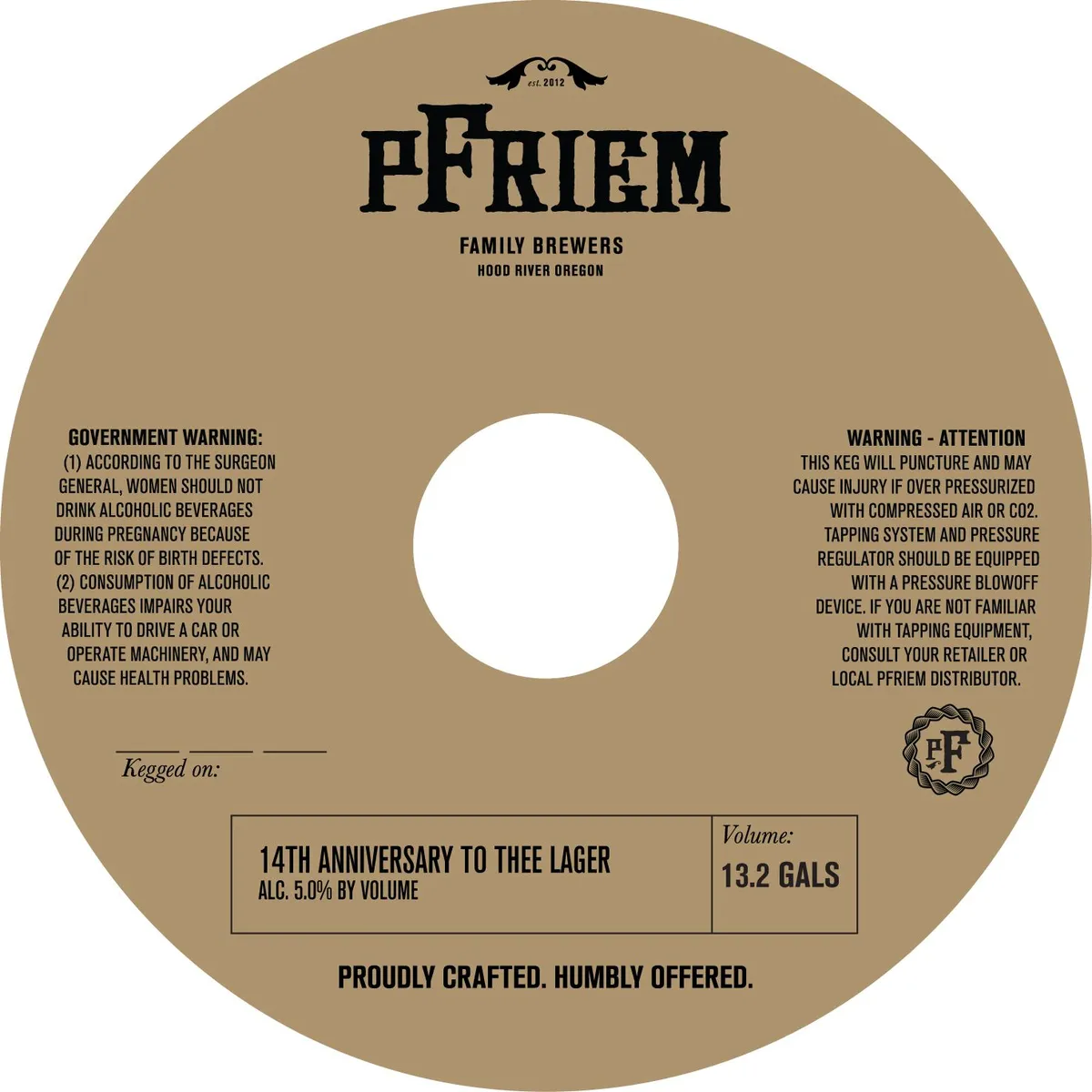 14th Anniversary To Thee Lager label art — PFRIEM FAMILY BREWERS