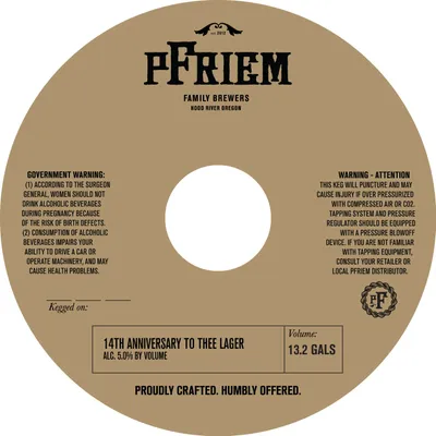 14th Anniversary To Thee Lager label