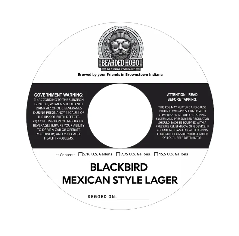 Blackbird Mexican Style Lager — full label as filed with TTB