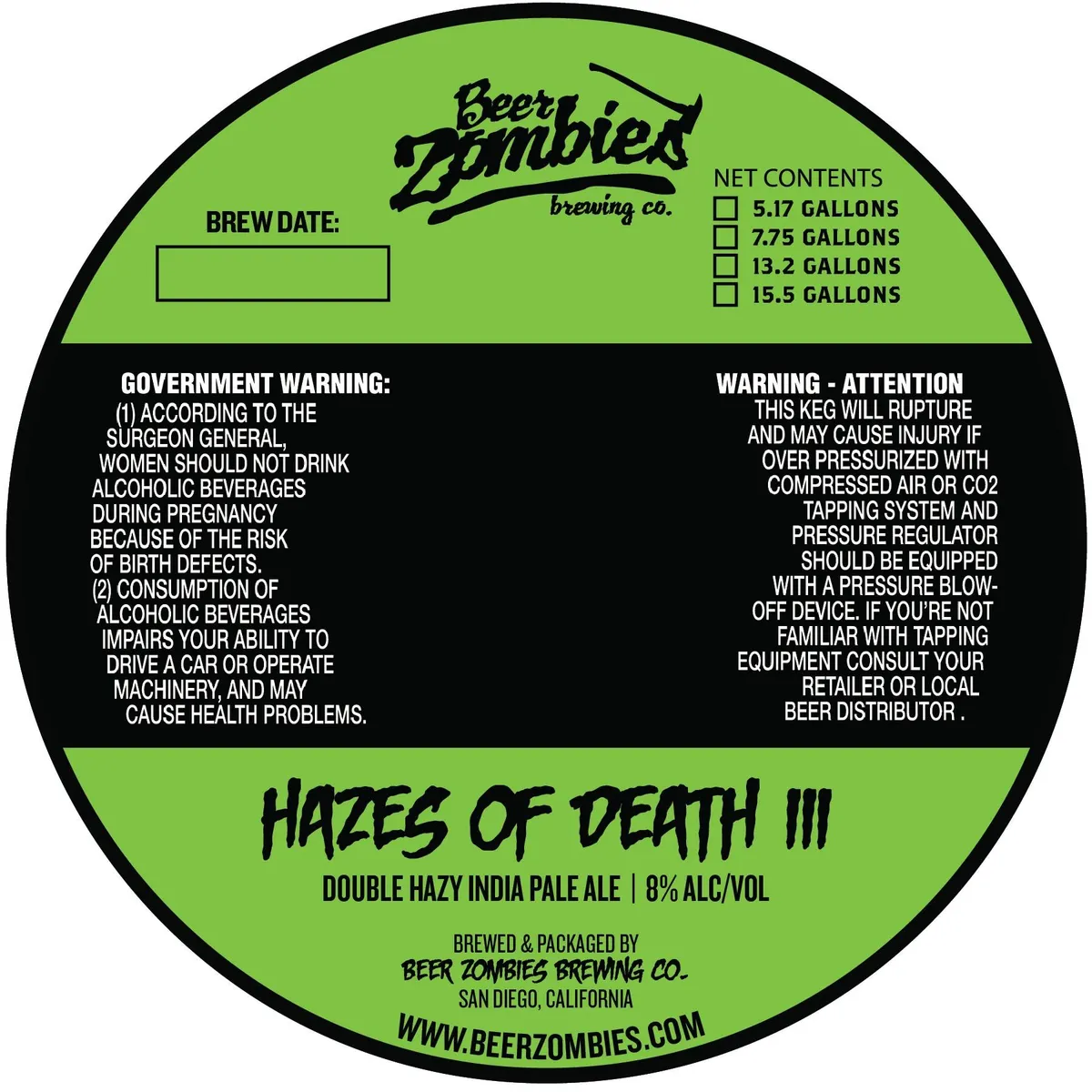 Hazes of Death III label art — BEER ZOMBIES BREWING CO.