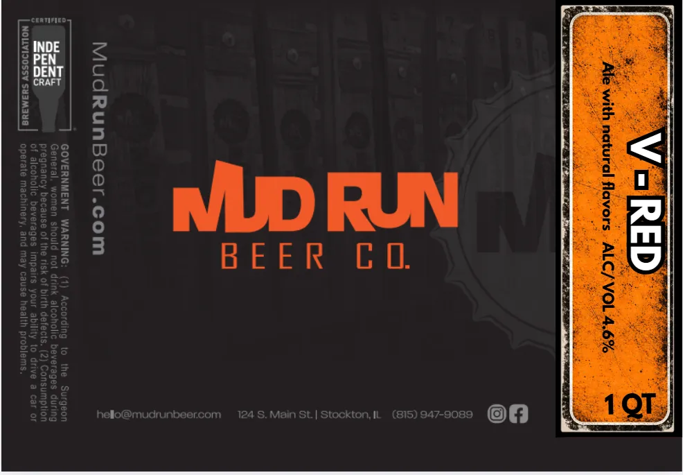 V-Red label art — MUD RUN BEER CO.
