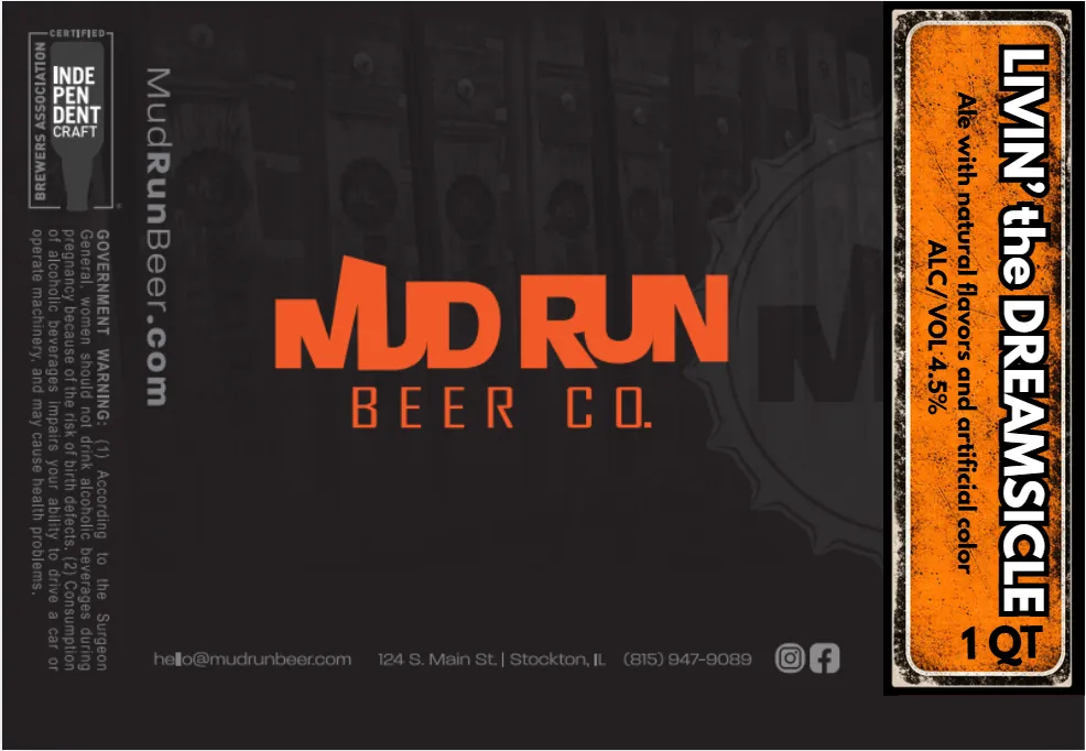 Livin' The Dreamsicle label art — MUD RUN BEER CO.