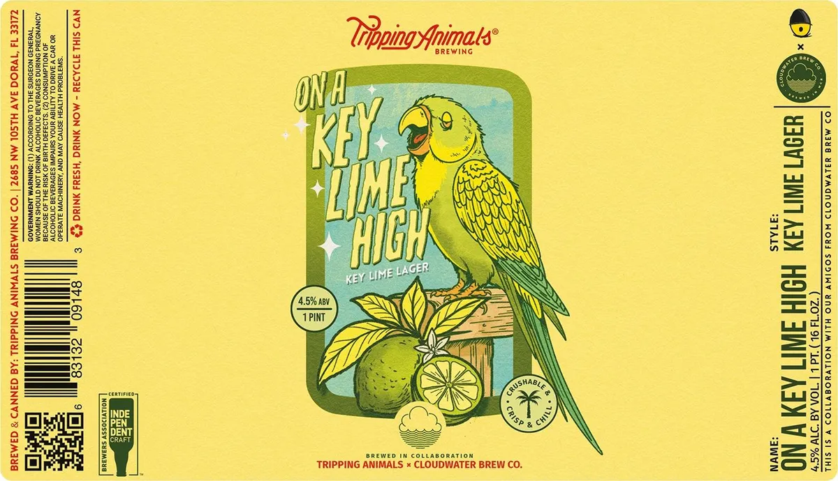 On A Key Lime High label art — TRIPPING ANIMALS BREWING