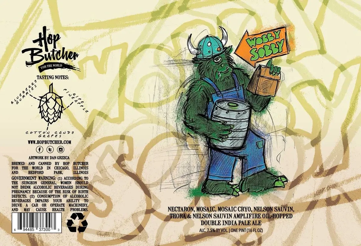 Wobby Sobby label art — HOP BUTCHER FOR THE WORLD
