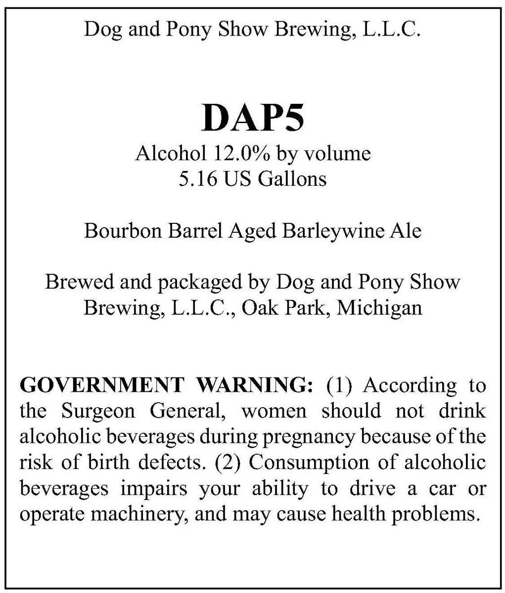DAP5 — full label as filed with TTB