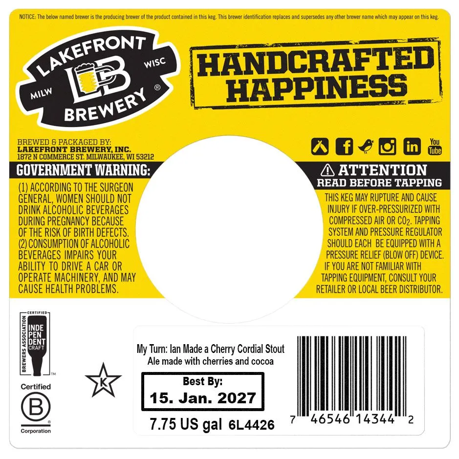 My Turn: Ian Made a Cherry Cordial Stout — full label as filed with TTB