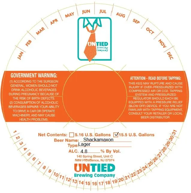 Shackamaxon — full label as filed with TTB