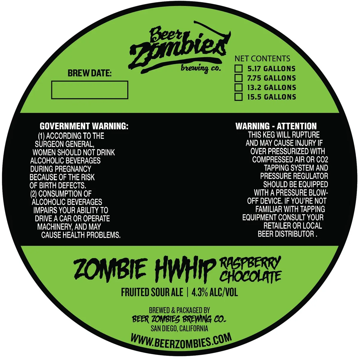 Zombie Hwhip Raspberry Chocolate label art — BEER ZOMBIES BREWING CO.
