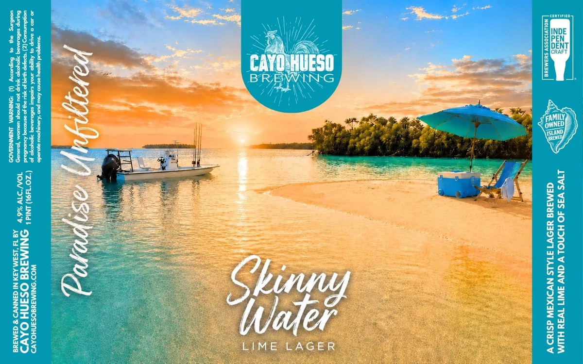 Skinny Water Lime Lager label art — SKINNY WATER LIME LAGER