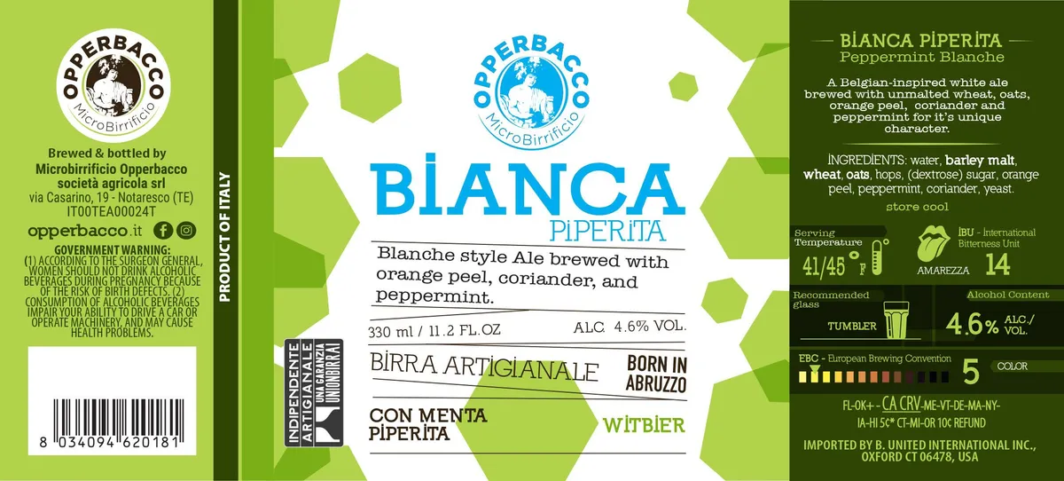 Bianca Piperita label art — OPPERBACCO