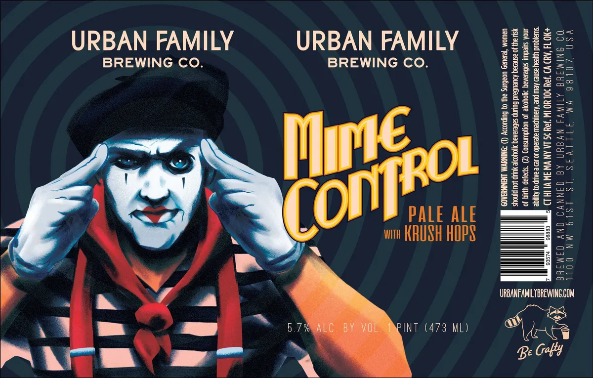 Mime Control label art — URBAN FAMILY BREWING CO.