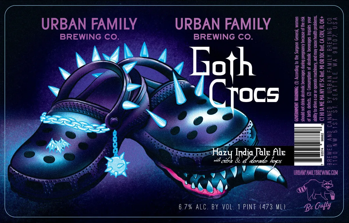 Goth Crocs label art — URBAN FAMILY BREWING CO.
