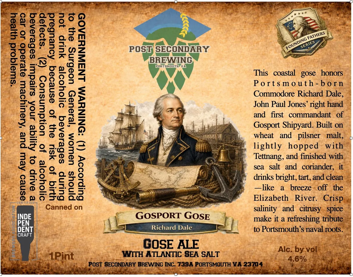 Gosport Gose label art — POST SECONDARY BREWING
