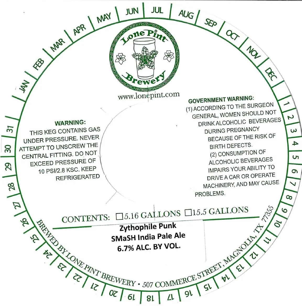 Zythophile Punk SMaSH India Pale Ale — full label as filed with TTB