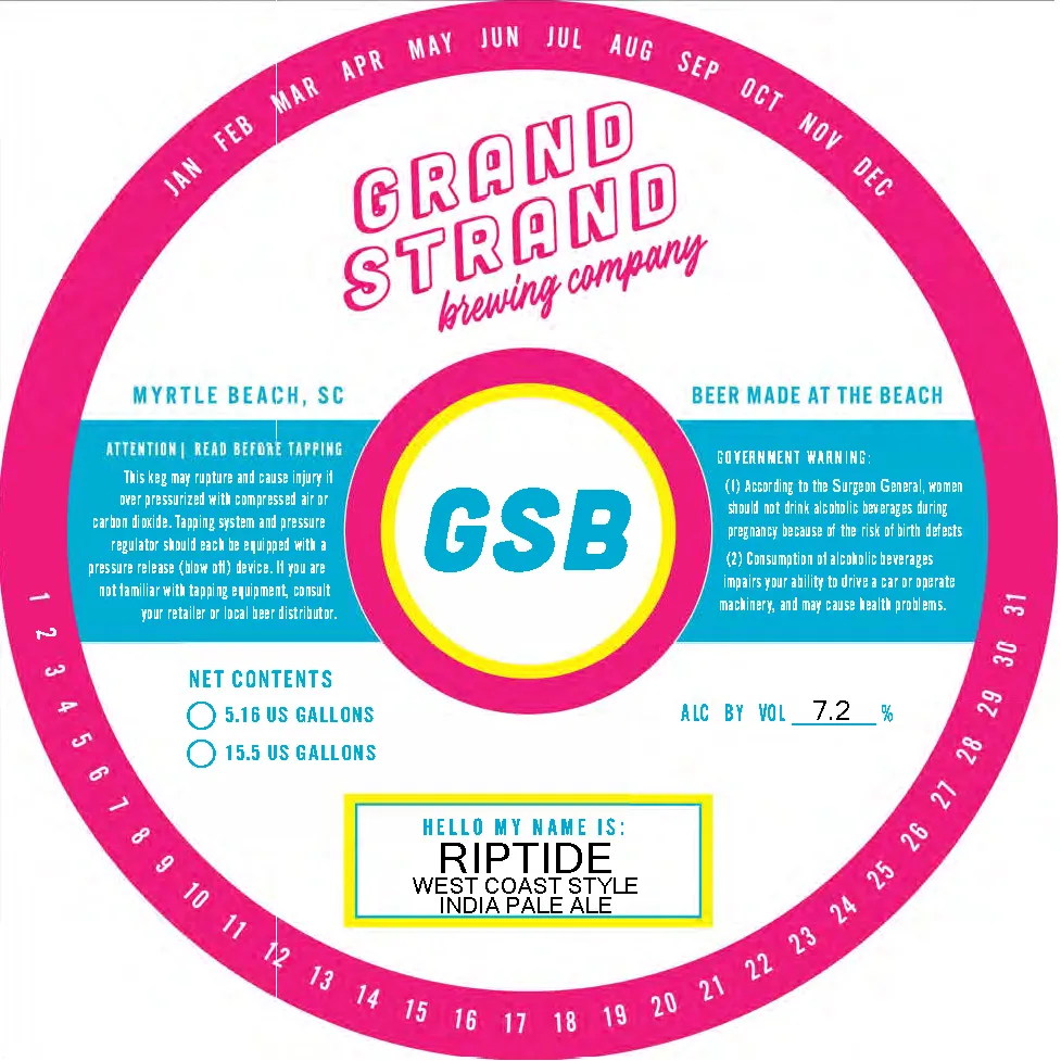 Riptide label art — GRAND STRAND BREWING