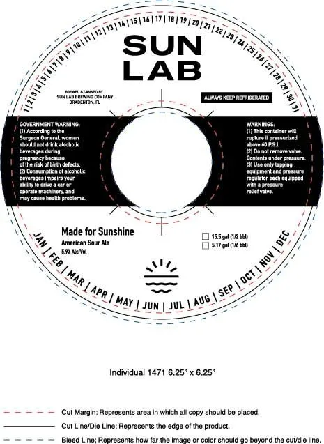 Made for Sunshine — full label as filed with TTB