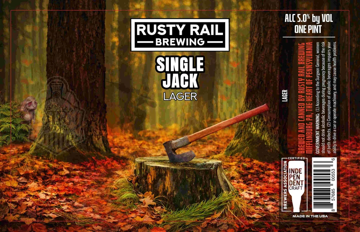 Single Jack label art — RUSTY RAIL BREWING