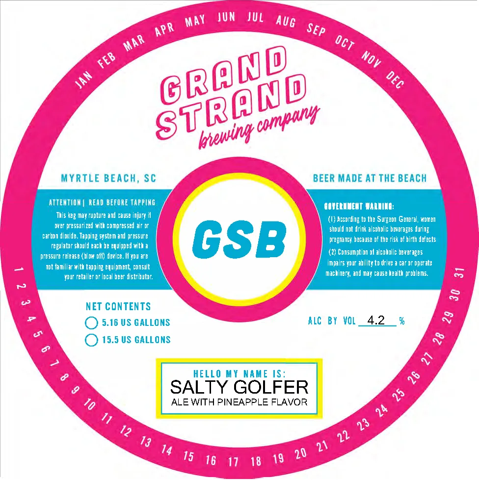 Salty Golfer label art — GRAND STRAND BREWING