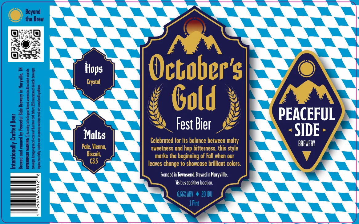 October's Gold label art — PEACEFUL SIDE BREWERY