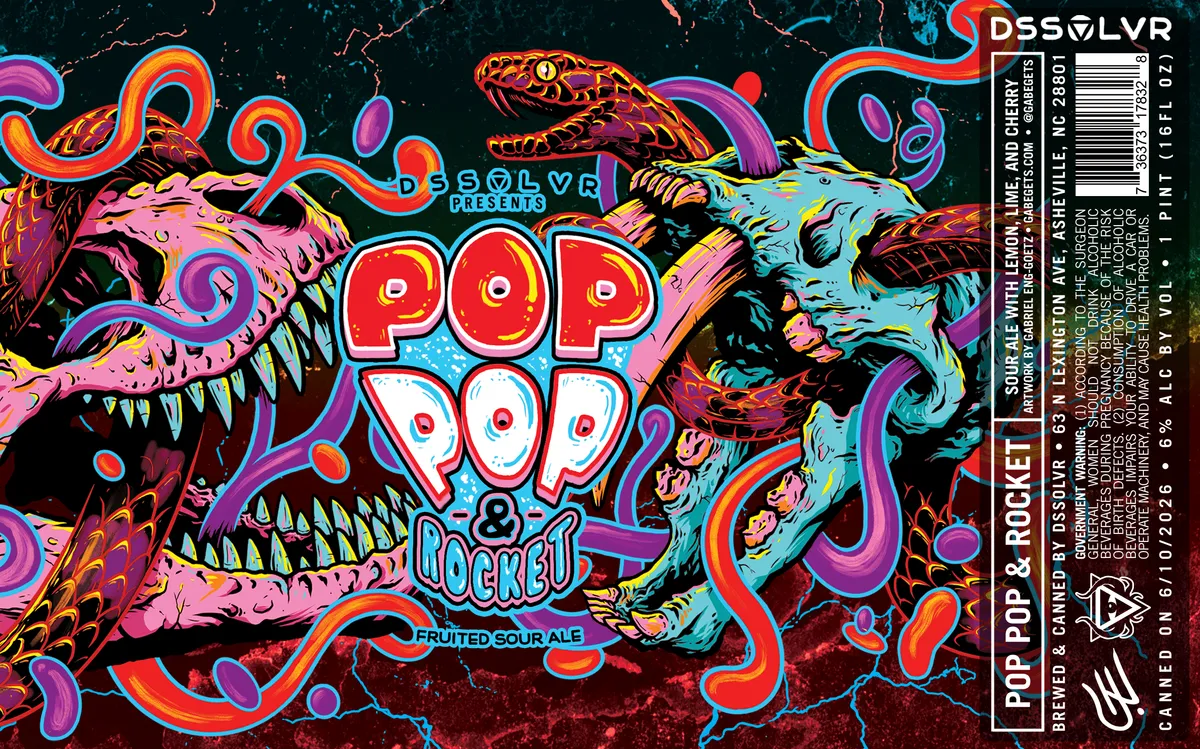 Pop Pop & Rocket label art — DSSOLVR