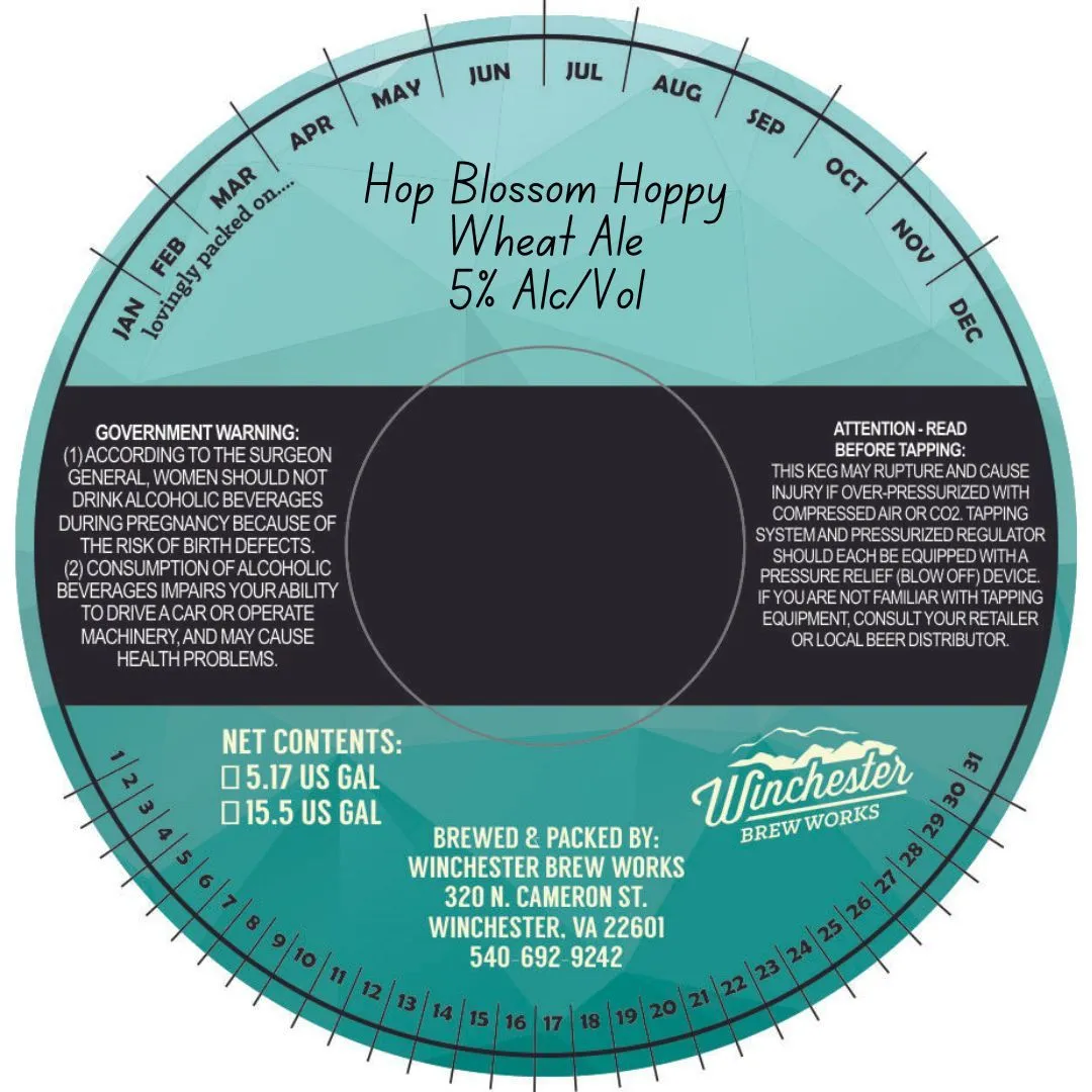 Hop Blossom Hoppy Wheat Ale — full label as filed with TTB